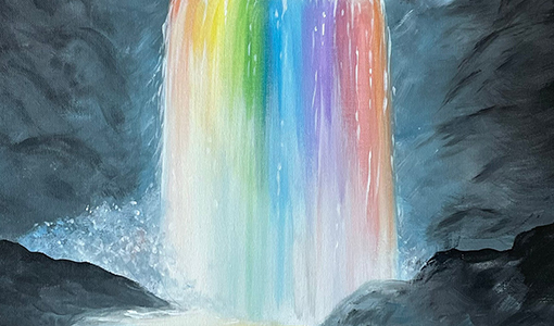 Rainbow Waterfall Painting Party