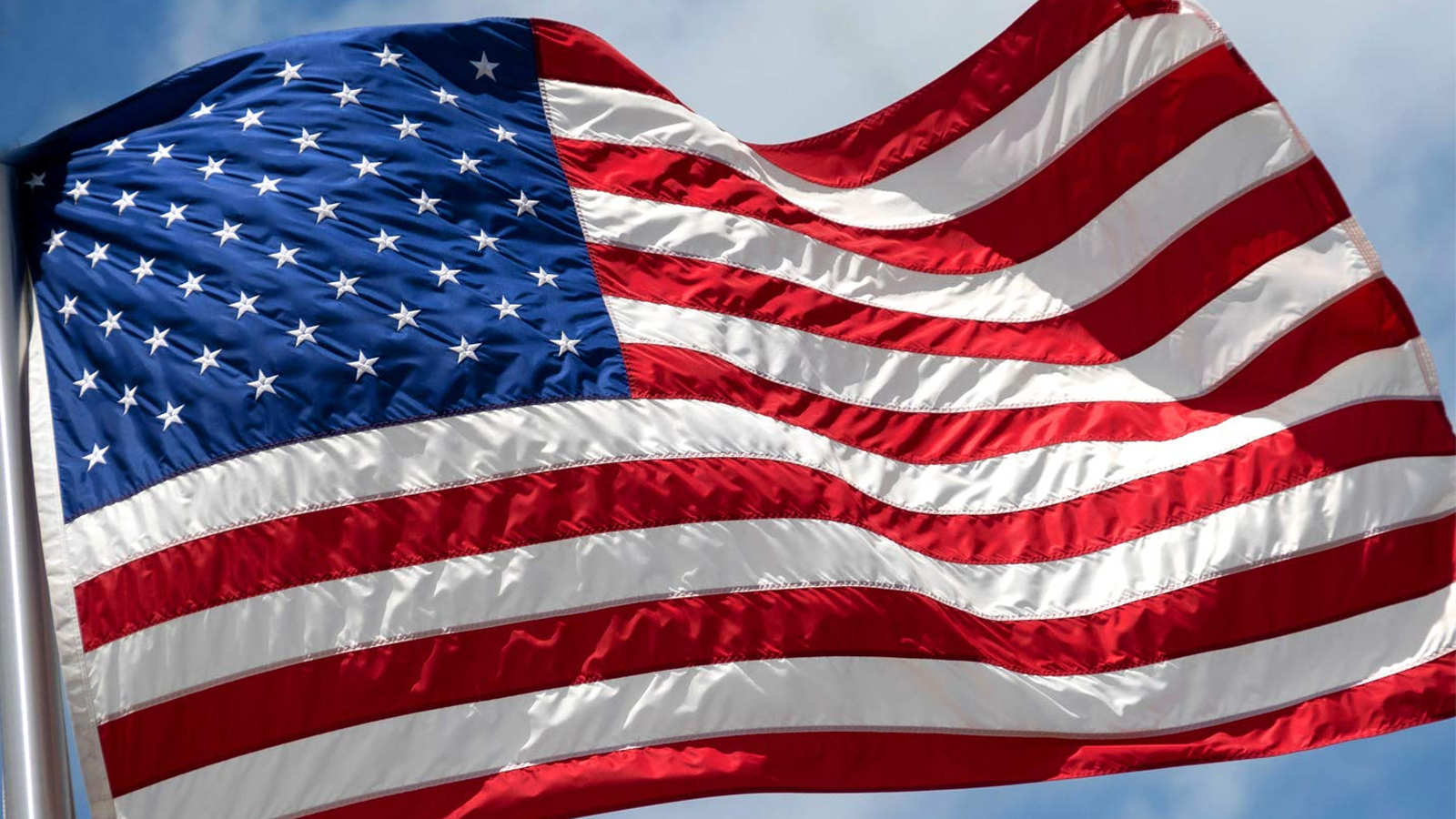 American flag blowing in the wind