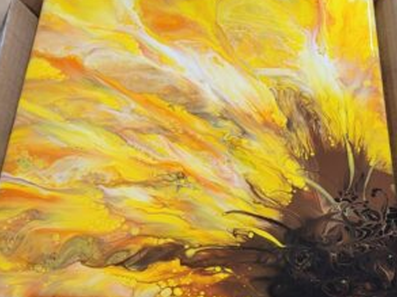 Sunflower Pour Painting