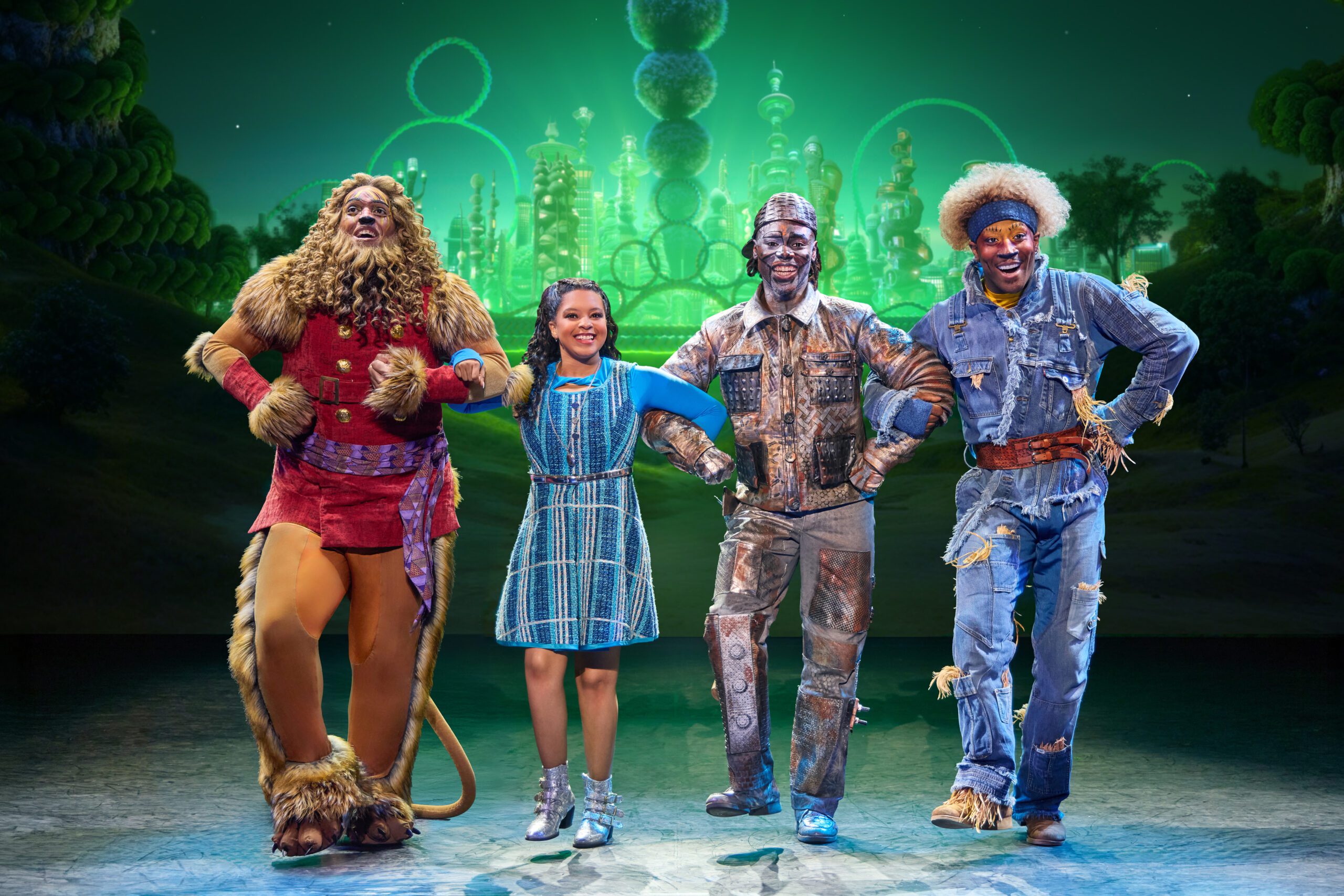 22. Cal Mitchell as The Lion, Dana Cimone as Dorothy, D. Jerome as The Tinman, and Elijah Ahmad Lewis as The Scarecrow in the North American Tour of THE WIZ. Photo by Jeremy Daniel